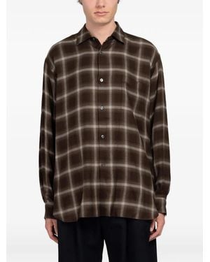 Ssstein Check Oversized Shirt - Brown