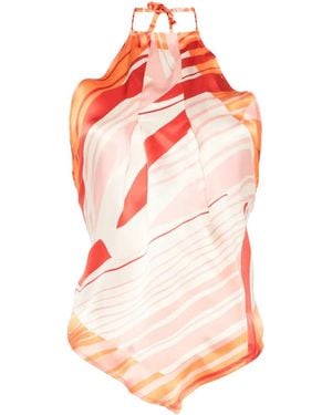 Raquel Diniz Lea Abstract-Print Silk Blouse - Pink