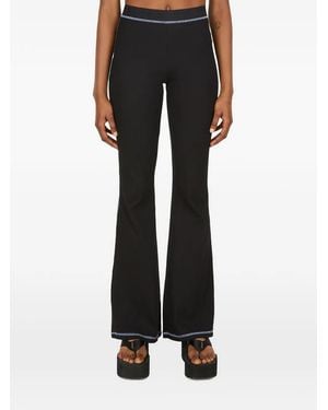 McQ Topstitching Flared Pants - Black