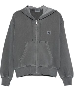 Carhartt Nelson Logo-Patch Zip-Fastening Hoodie - Gray