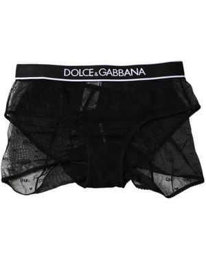 Dolce & Gabbana Lace-Trimmed Mesh Briefs - Black