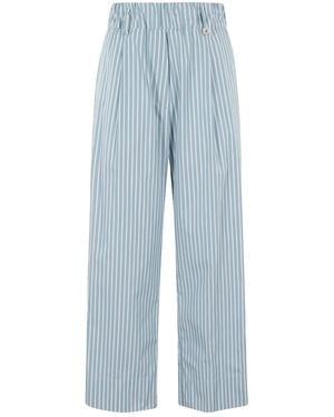 Myths Pantalones anchos a rayas - Azul