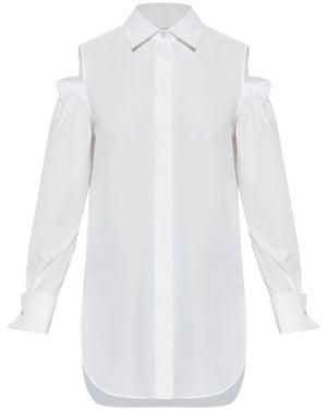 Max Mara Cold-Shoulder Shirt With Gathered Sleeves - White