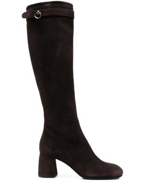 Liska Buckle-Detail Knee-High Boots - Black