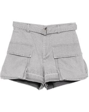 Sacai Belted Denim Shorts - Grey