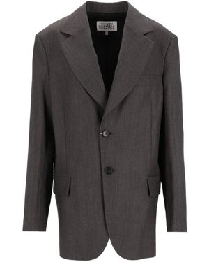 MM6 by Maison Margiela Notched-Lapel Single-Breasted Jacket - Black