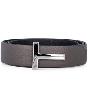 Tom Ford T-Logo Reversible Belt - Black