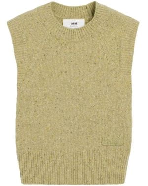 Ami Paris Logo-Embroidered Vest - Green