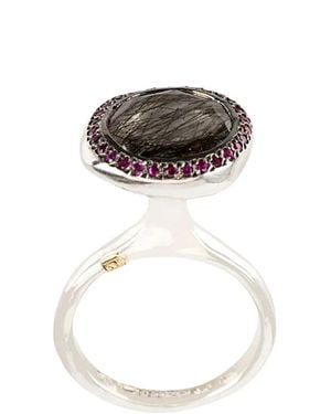 Rosa Maria Anillo Con Aplique De Gema - Blanco
