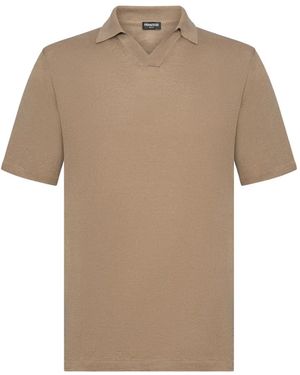 Franzese Collection V-Neck Ribbed T-Shirt - Natural