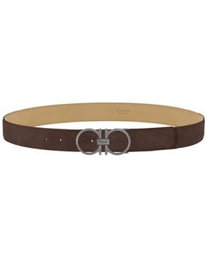 Ferragamo Adjustable Gancini Belt - White