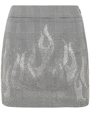 Philipp Plein Flame-Appliqué Mini Skirt - Grey