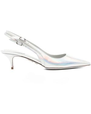 Rene Caovilla Schillernde Slingback-Pumps 55mm - Weiß