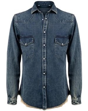 Costumein Mark Frayed-Hem Denim Shirt - Blue