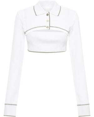 Dion Lee Polo-Collar Cotton Crop Top - White