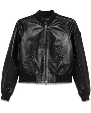 Peuterey Fitted Calfskin Bomber Jacket - Black
