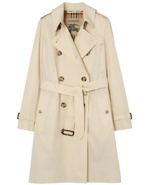 Burberry Mid-Length Tropical Gabardine Kensington Trench Coat - Natural