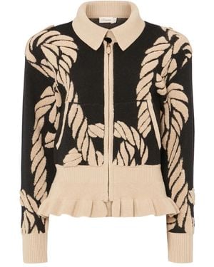 Temperley London Geometric-Pattern Cardigan - Black