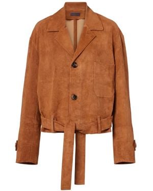 Stouls Belted Leather Jacket - Brown