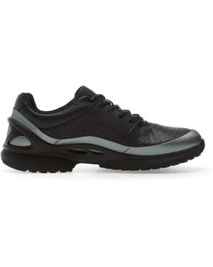Ecco Biom Energi Perforated Leather Trainers - Black