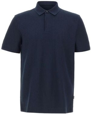 BOSS Checked Jacquard-Texture Polo Shirt - Blau