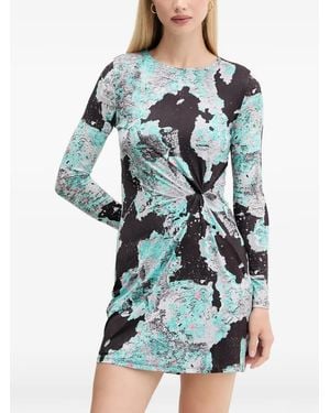 Desigual Robe Courte Imprimée À Détail Noué - Blue