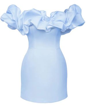 POST MERIDIEM Meringue Ruffled Mini Dress - Blue
