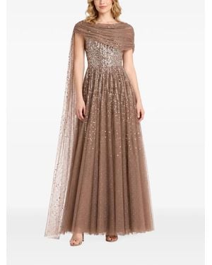 Needle & Thread Robe Longue Moonlight Drapée Et Ornée De Sequins - Marron