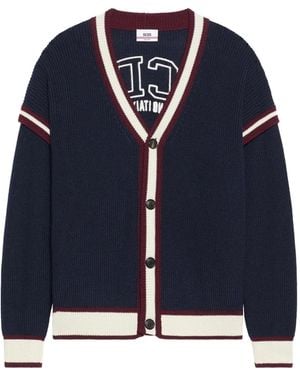 Gcds Cardigan With Striped Detail - Blue