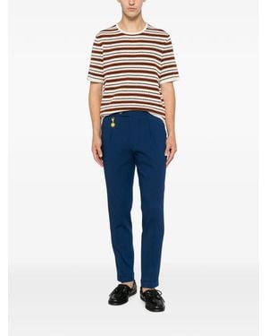 Manuel Ritz Seersucker-Texture Pleated Pants - Blue