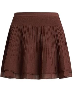 12 STOREEZ Pleated Tiered Skirt - Brown