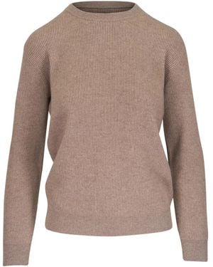Brunello Cucinelli Pull En Maille Côtelée - Marron