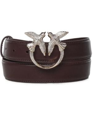 Pinko Love Birds-Buckle Belt - Brown