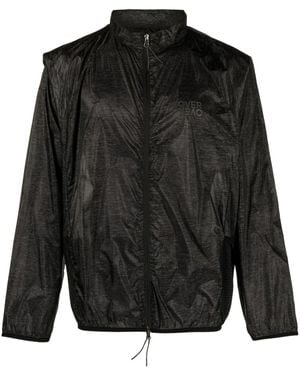 OVER OVER Patterned Lightweight Track Jacket - Black
