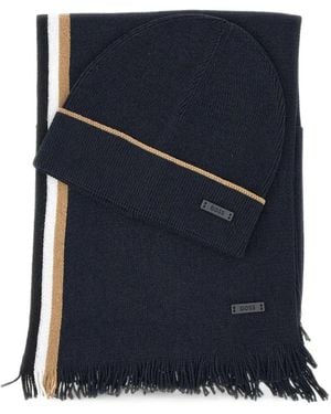 BOSS Henzo Beanie Hat And Scarf Set - Blue