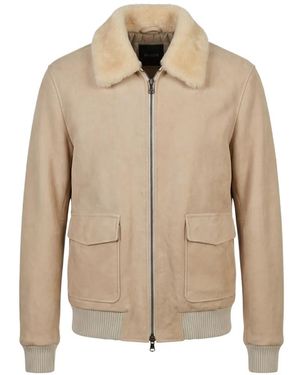 Barba Napoli Shearling-Collar Leather Jacket - Natural