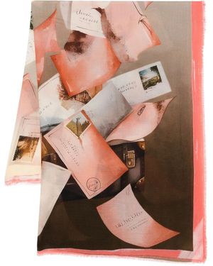 D'Aniello Letter-Print Fringed Scarf - Pink