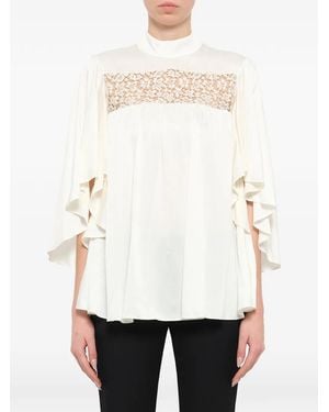McQueen Lace Panel Blouse - White