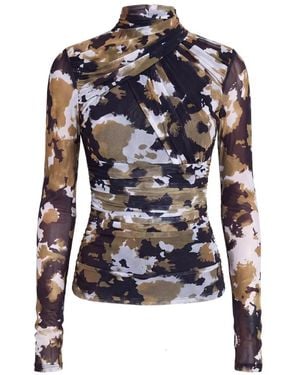 Nicholas Abstract-Print Ruched Top - Blue