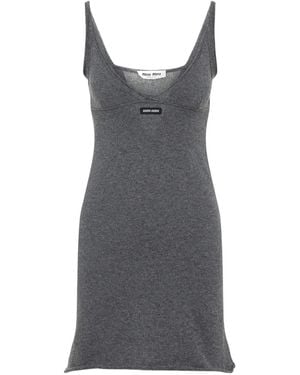 Miu Miu V-Neck Sleeveless Mini Dress - Grey