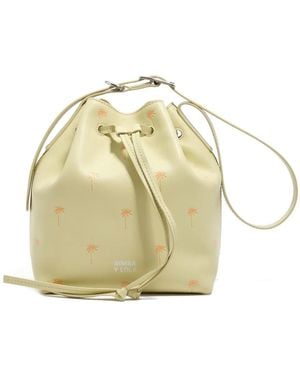 Bimba Y Lola Large Palm-Tree Drawstring Bucket Bag - White