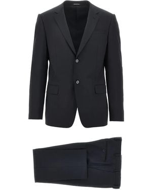 Emporio Armani Single-Breasted Wool-Blend Suit - Black