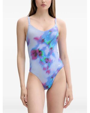 Nike Floral-Print Swimsuit - Blue
