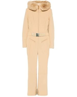 Goldbergh Excl Fringe Ski Suit W Fur Hoodie - Natural