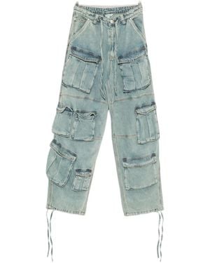 Markgong Jean À Effet Usé - Bleu