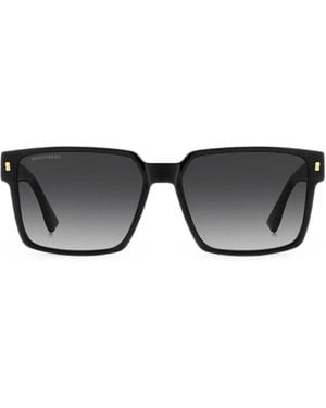 DSquared² Logo-Print Square-Frame Sunglasses - Black