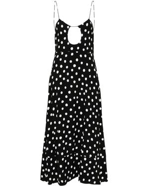 Saint Laurent Cut-out Polka Dot Midi Dress - Women's - Silk/viscose - Black
