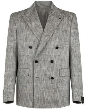 Tagliatore Double-Breasted Peak-Lapel Blazer - Gray