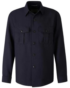 Canali Chest-Pockets Shirt Jacket - Blue