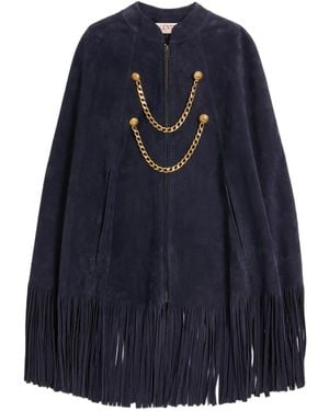 Valentino Garavani Suède Cape Met Franje - Blauw